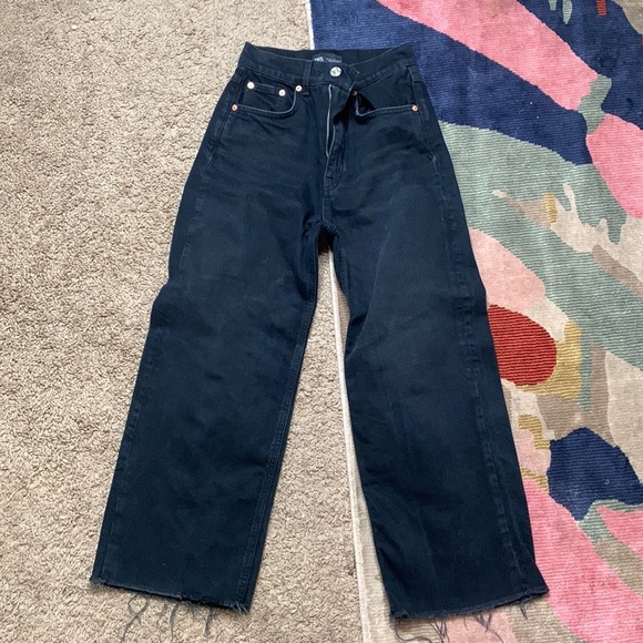 Zara Denim - Zara Crop Wide Leg Black Jeans
